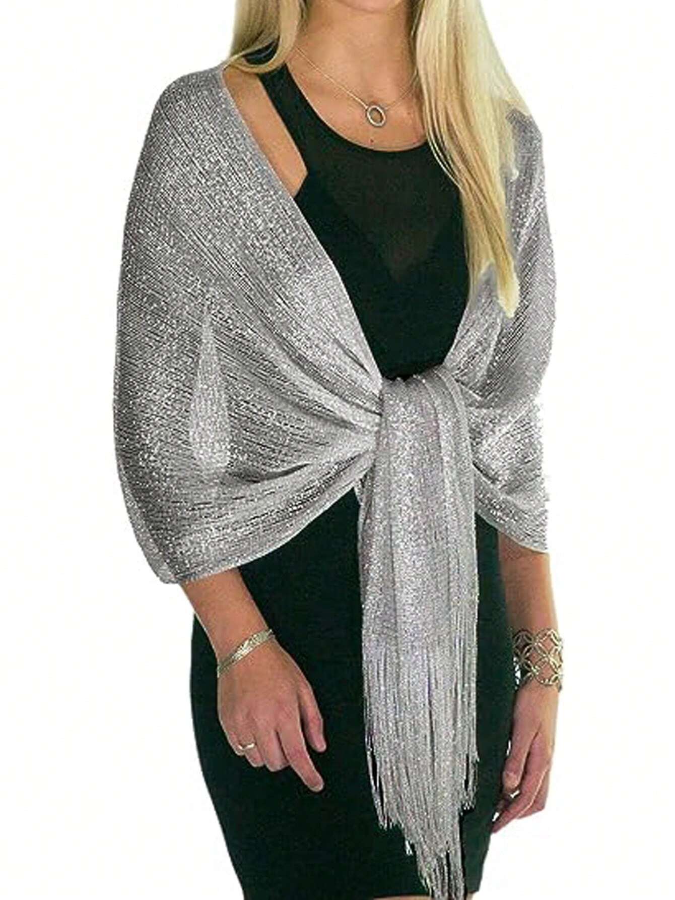 Boho 1pc Women's Golden Sparkly Shrug For Formal Occasions Like Prom shein