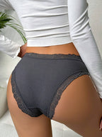 Contrast Lace Bow Decor Panty shein