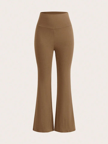 EZwear Wide Waistband Flare Leg Pants