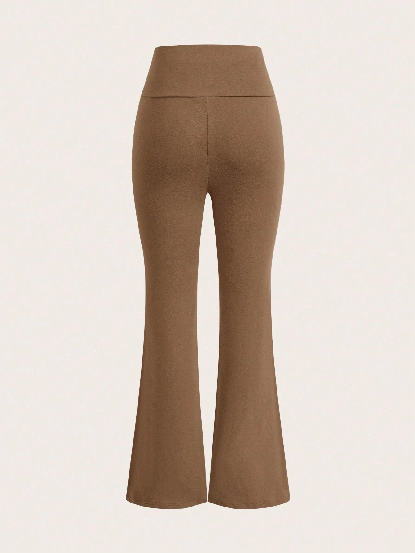 EZwear Wide Waistband Flare Leg Pants shein
