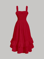MOD Ruched Bust Ruffle Hem Dress shein