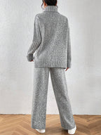 Essnce 2pcs/Set Women Casual High Neck Drop Shoulder Sweater And Pants shein