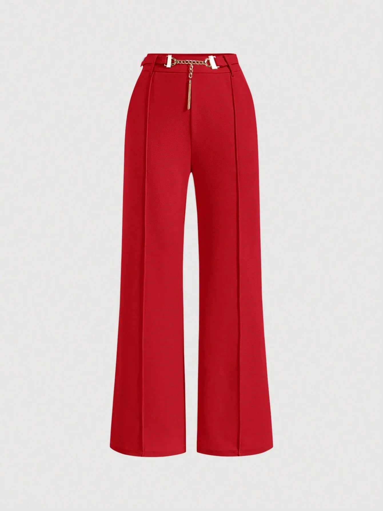 MOD Solid Belted Wide Leg Suit Pants shein