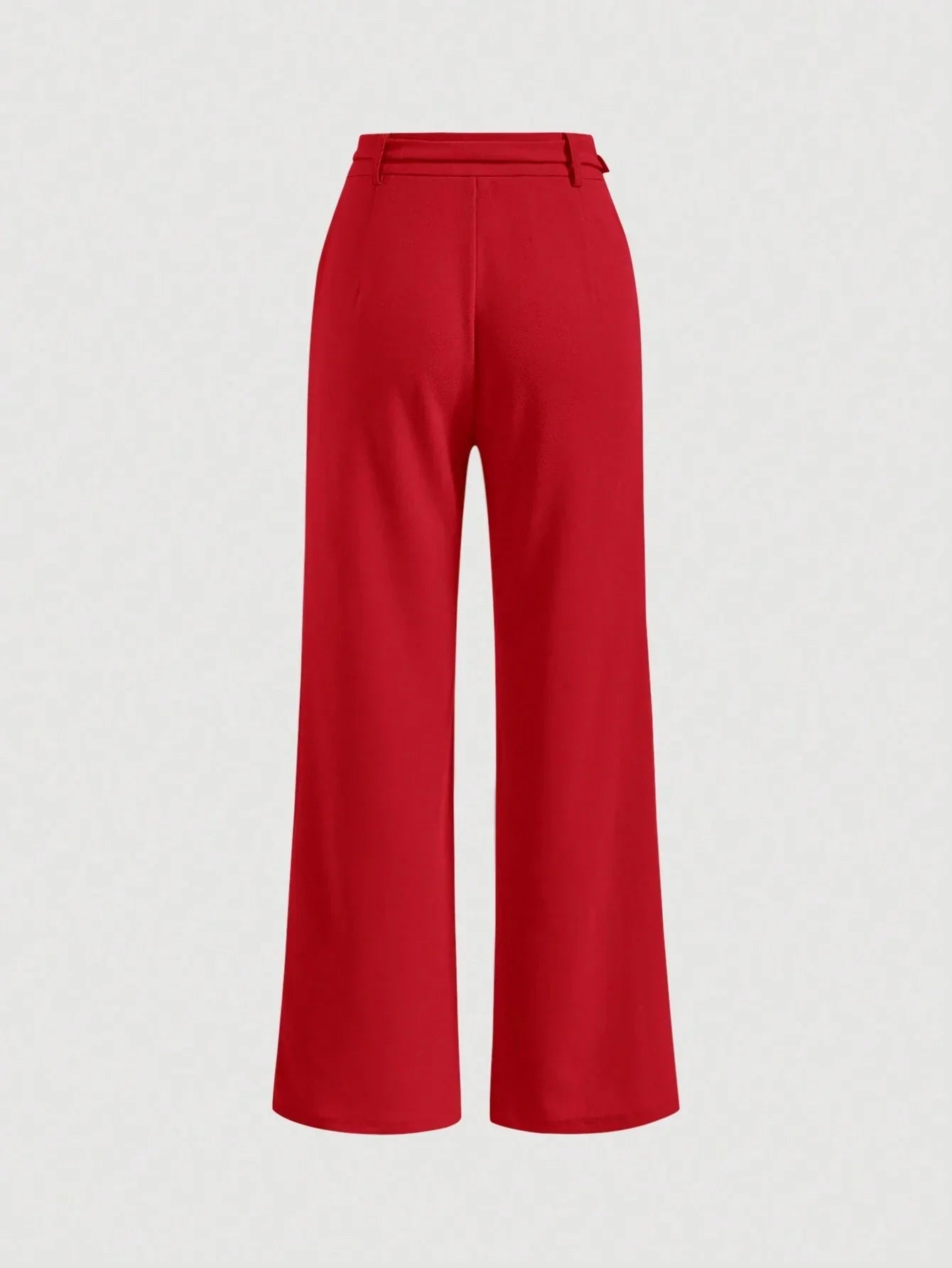 MOD Solid Belted Wide Leg Suit Pants shein