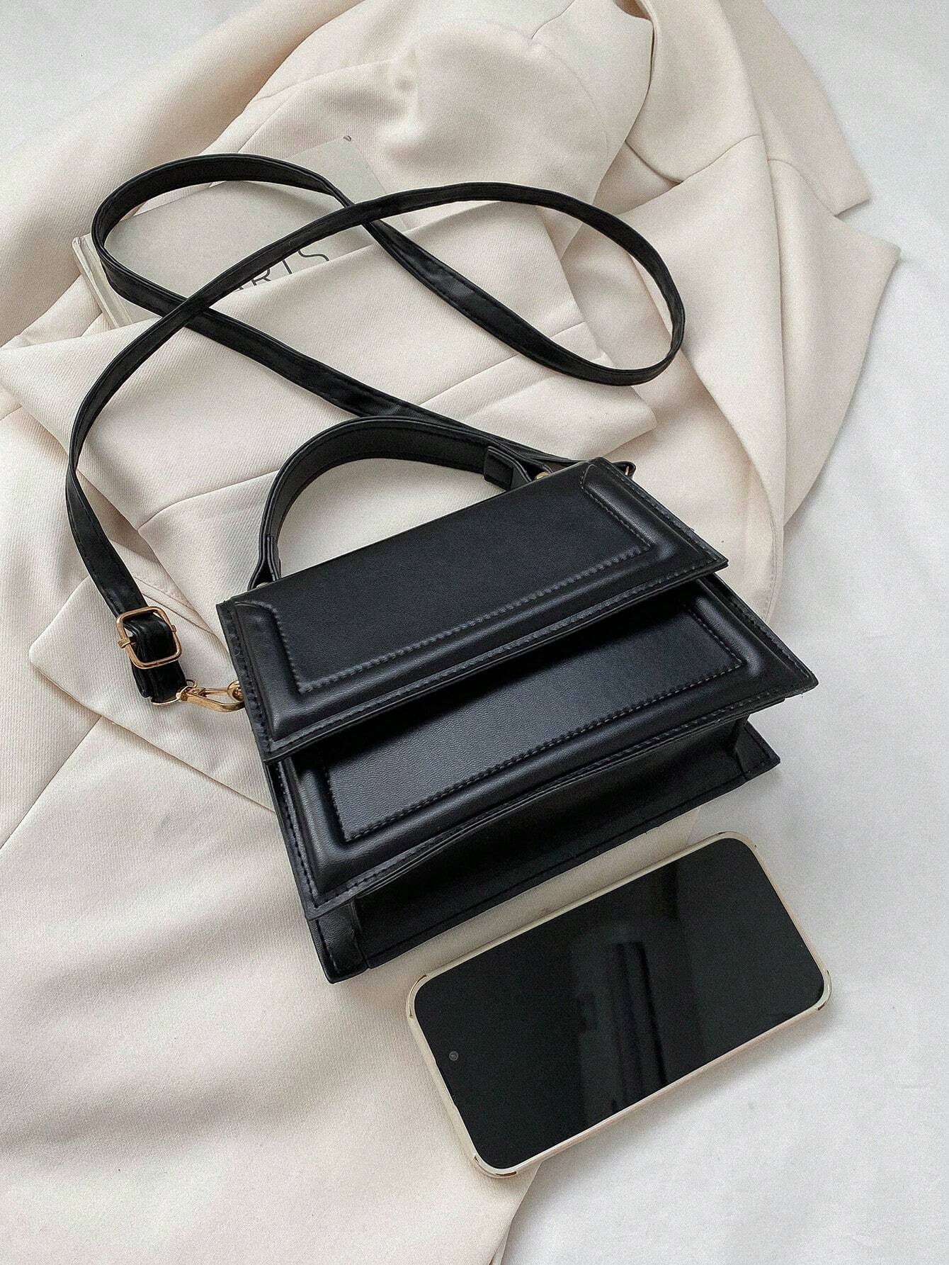 Fashionable Solid Color Flap Mini Handbag shein