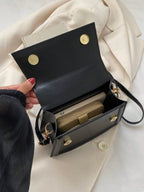 Fashionable Solid Color Flap Mini Handbag shein