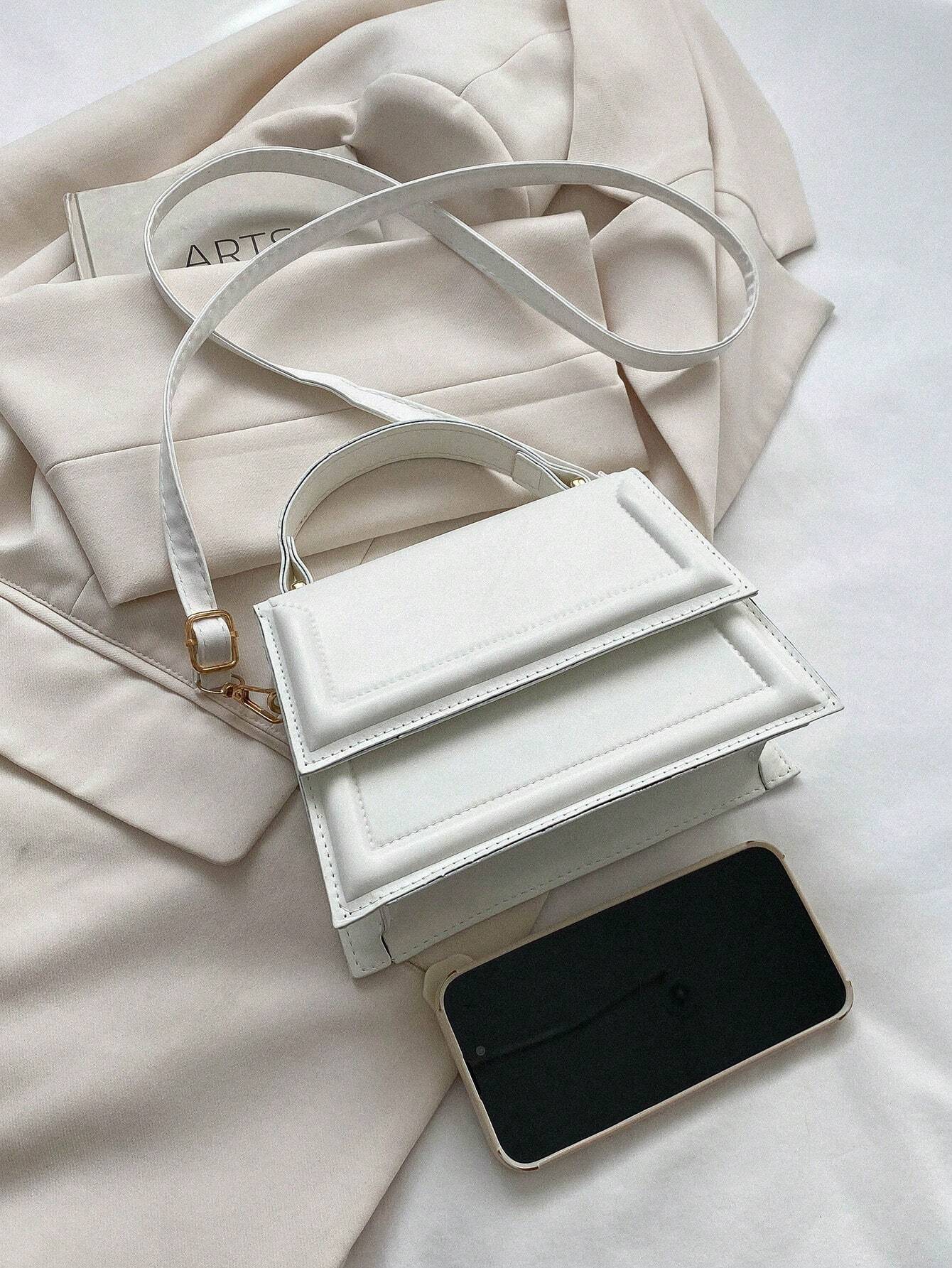 Fashionable Solid Color Flap Mini Handbag shein