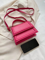Fashionable Solid Color Flap Mini Handbag shein