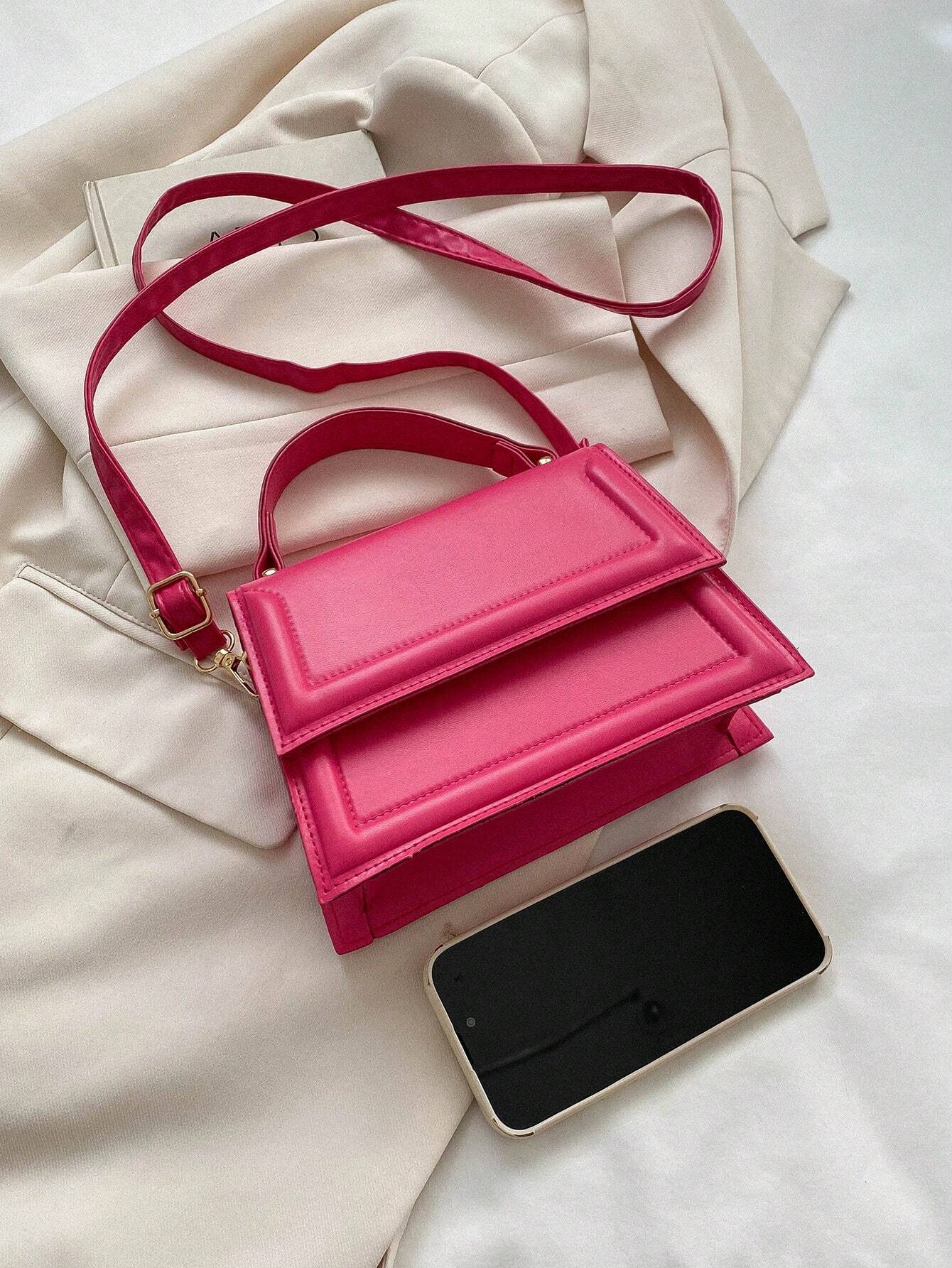 Fashionable Solid Color Flap Mini Handbag shein