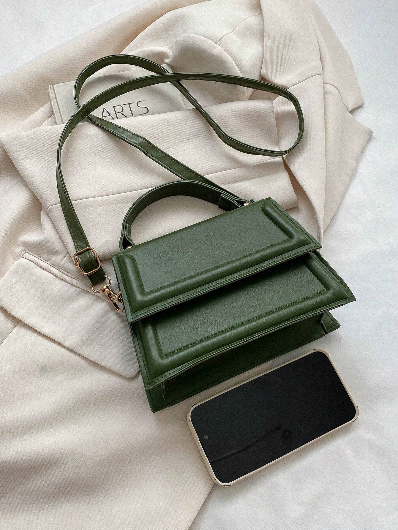 Fashionable Solid Color Flap Mini Handbag shein