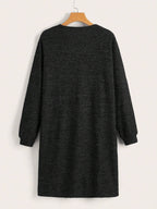 LUNE Solid Open Front Pocket Patched Coat shein