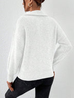 Frenchy Half Zip Drop Shoulder Grain Sweater shein
