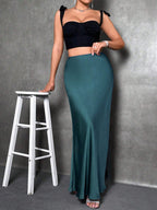 Raffinéa Women's Solid Color Basic Skirt shein