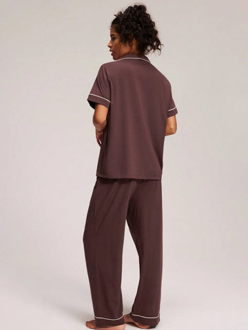 LUVLETTE Soft Cotton & Modal Basic Long Women Pajama Set shein