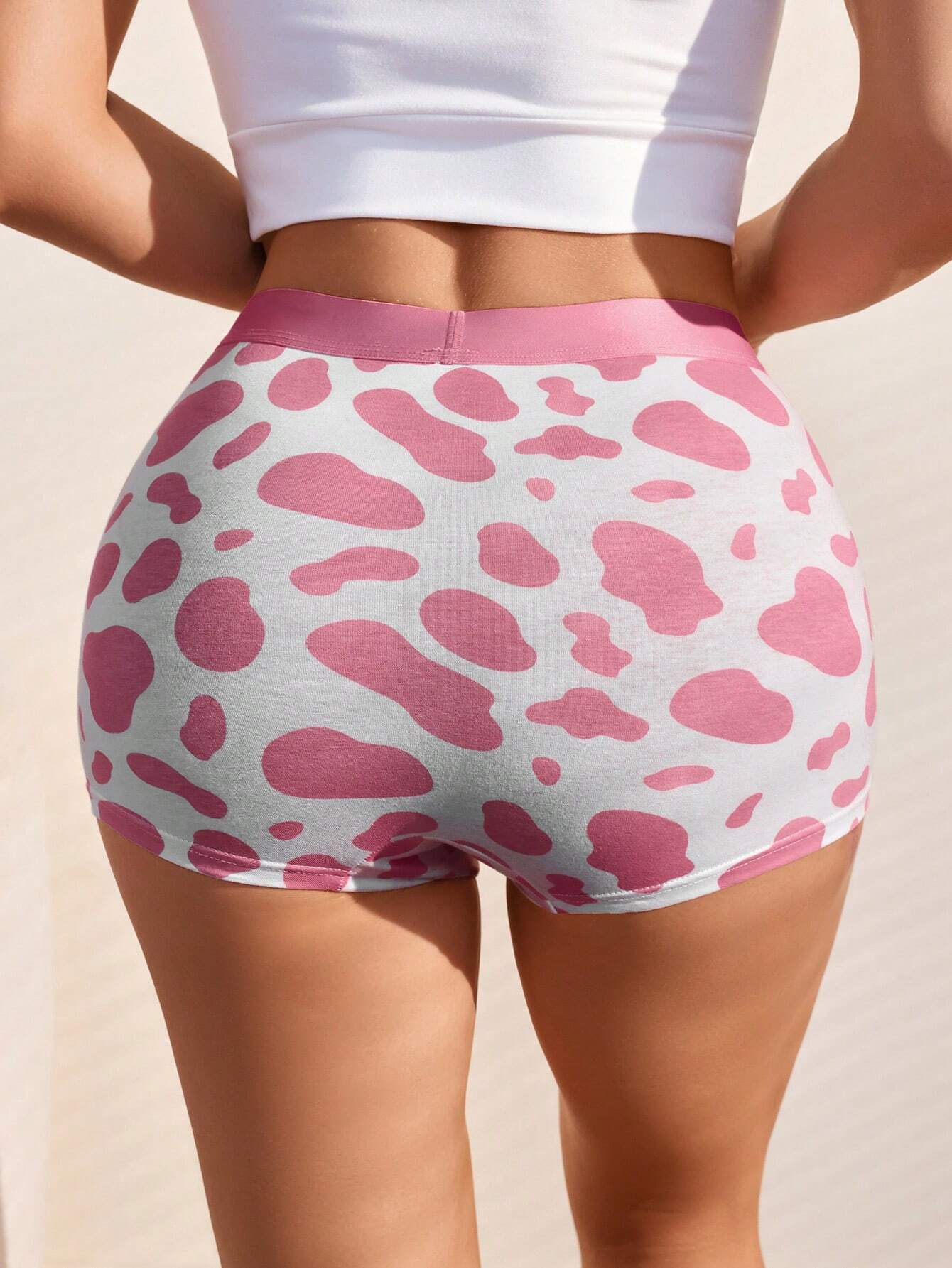 Cow Print Skinny Boyshorts shein