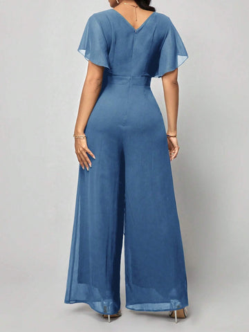 Clasi Women's Solid Color Wrap Tie Jumpsuit shein