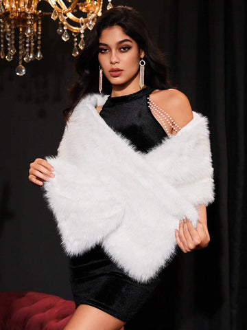 Glamour Fuzzy Cape Coat shein