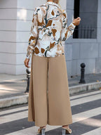 Clasi Graphic Print Shirt & Wide Leg Pants shein