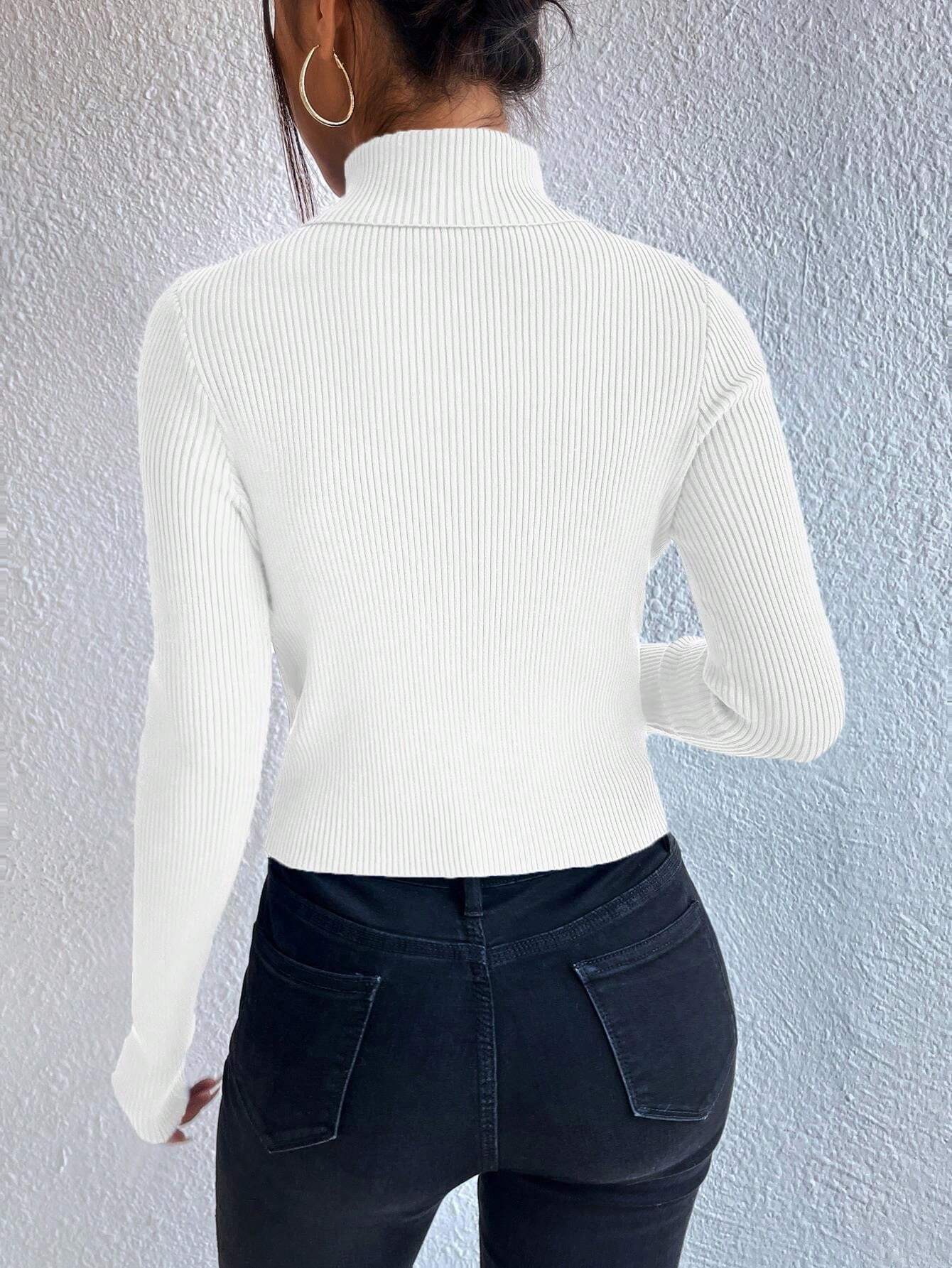 Privé Turtleneck Button Detail Sweater shein