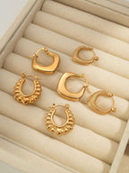 3pairs/set Stainless Steel Women's Hoop Earrings shein