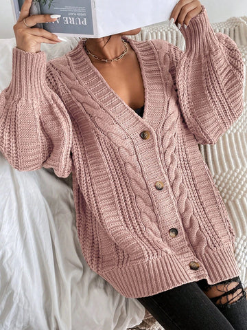 Frenchy Bishop Sleeve Button Up Cardigan