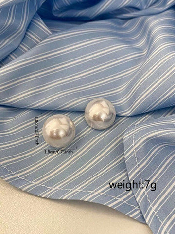 2pcs Exaggerated Faux Pearl Stud Earrings shein