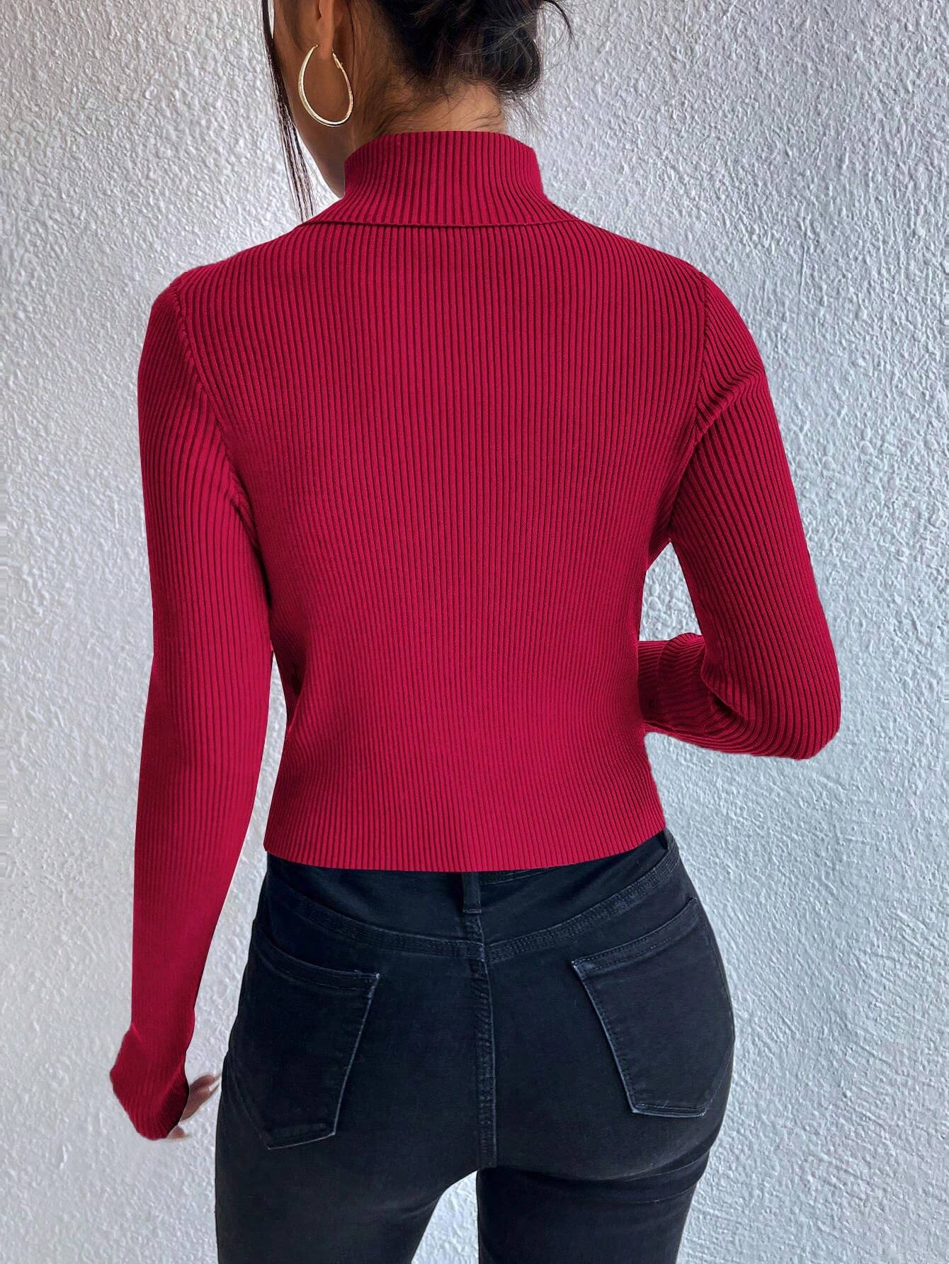 Privé Turtleneck Button Detail Sweater shein