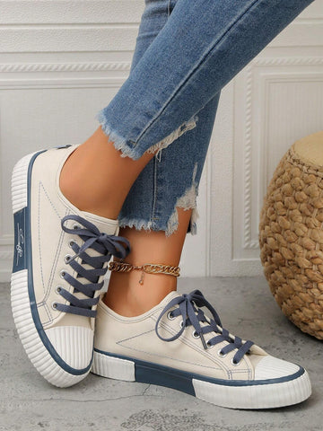 Women Low Top Wide Fit Canvas Sneakers shein