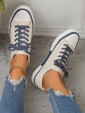 Women Low Top Wide Fit Canvas Sneakers shein