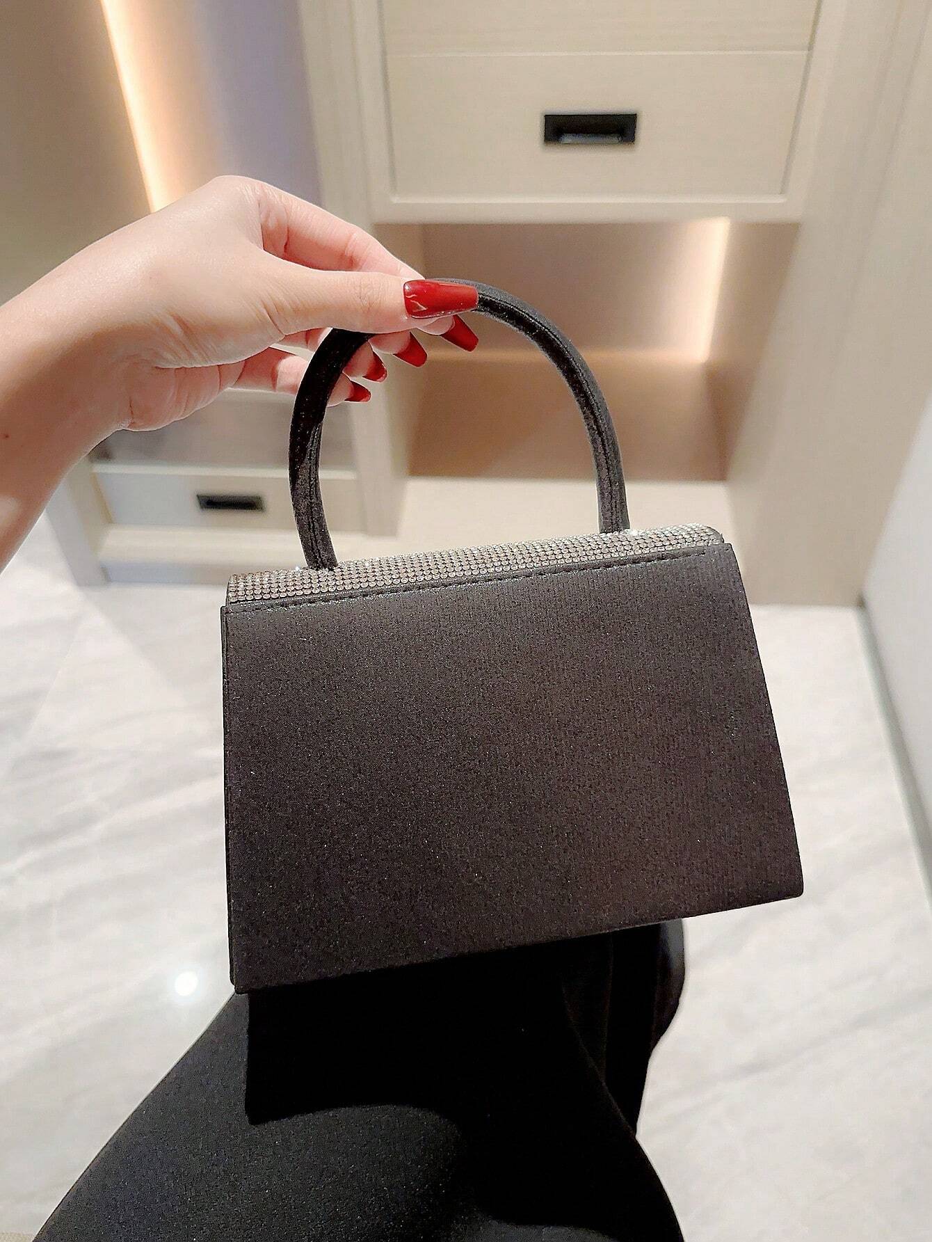 Moonlit EveBag Women's Sparkling Rhinestone Evening Clutch Bag With Bowknot & Rhinestone Design shein