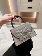 Moonlit EveBag Women's Sparkling Rhinestone Evening Clutch Bag With Bowknot & Rhinestone Design shein