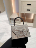 Moonlit EveBag Women's Sparkling Rhinestone Evening Clutch Bag With Bowknot & Rhinestone Design shein