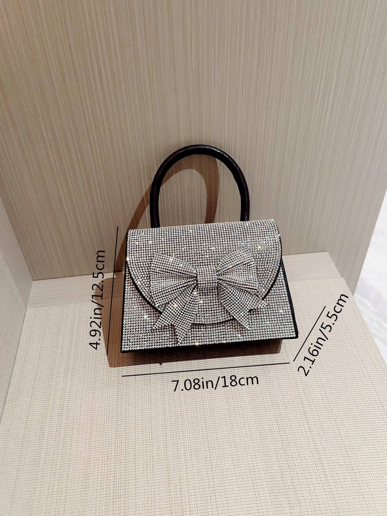 Moonlit EveBag Women's Sparkling Rhinestone Evening Clutch Bag With Bowknot & Rhinestone Design shein