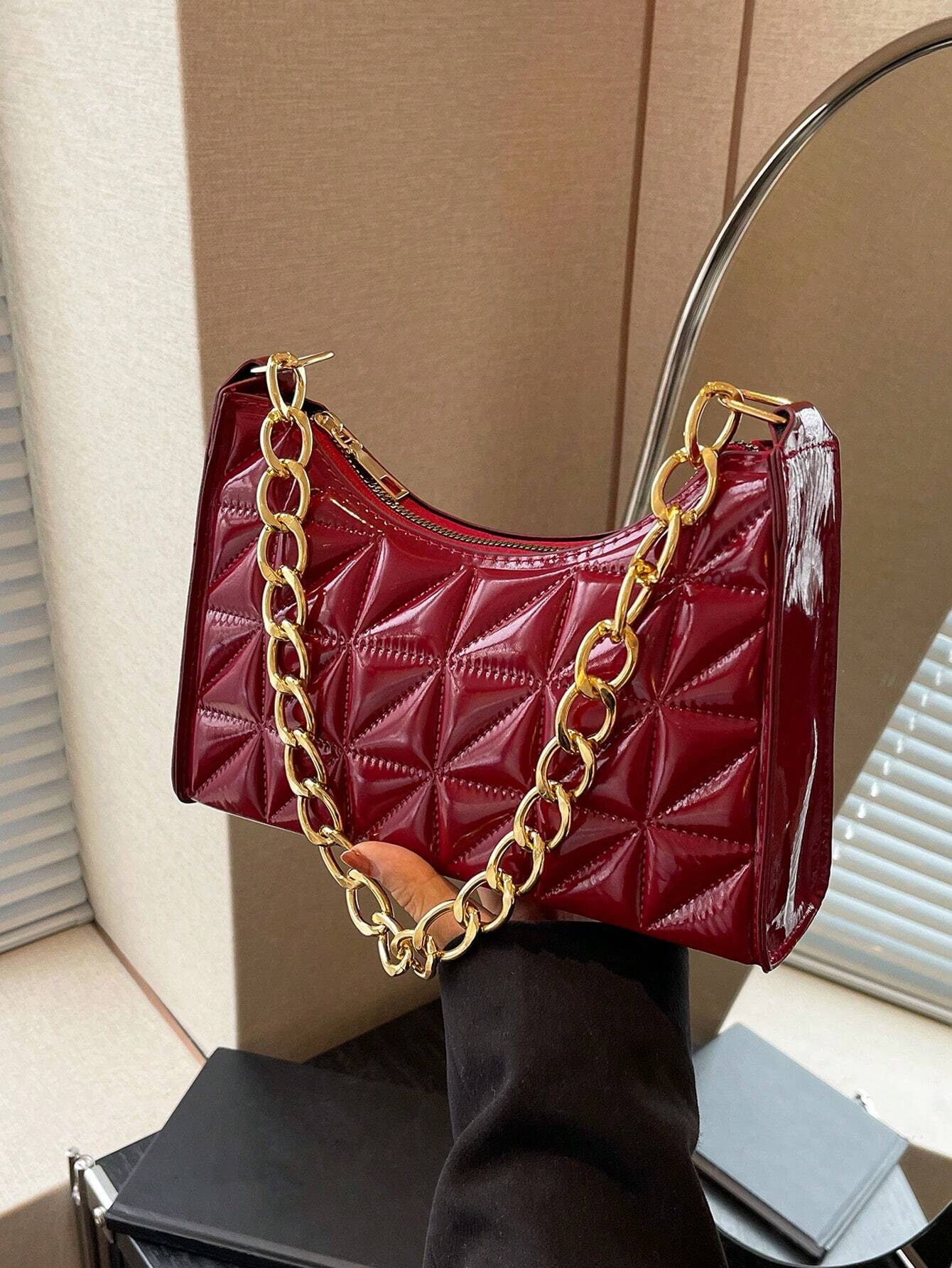 Quilted Detail Chain Bag shein