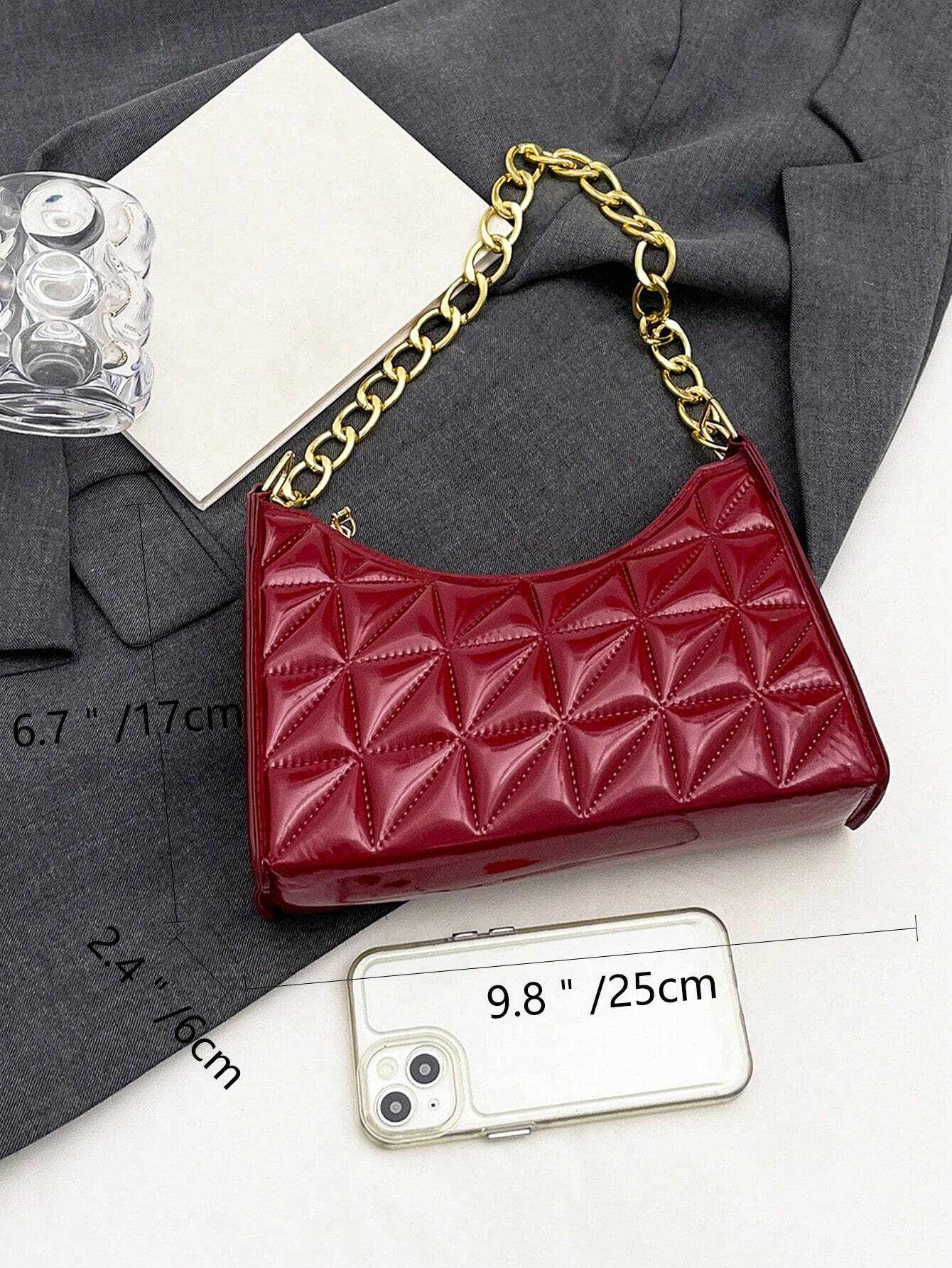Quilted Detail Chain Bag shein