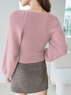 DAZY Sweetheart Neck Raglan Sleeve Sweater shein