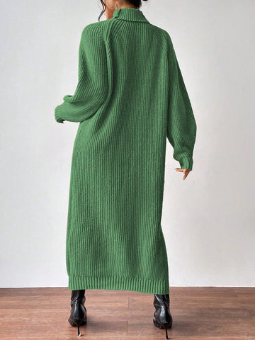 Essnce Turtleneck Raglan Sleeve Sweater Dress Without Belt shein