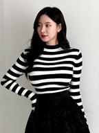 DAZY Women's Solid Stand Collar Long Sleeve Casual Business Pullover Sweater shein