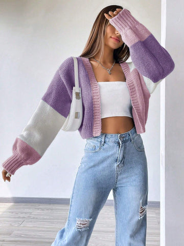 MOOSTA Colorblock Drop Shoulder Duster Cardigan