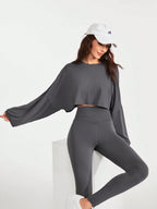 Women's Drop & Sweatshirt And Leggings Sports Set Outfit Set shein