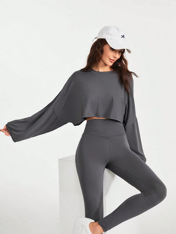 Women's Drop & Sweatshirt And Leggings Sports Set Outfit Set