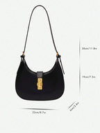 1PC black buckle single shoulder bag underarm crescent bag with long shoulder strap zipper crossbody bag