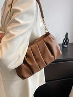 Fashion Pleated Pu Leather Shoulder Bag shein
