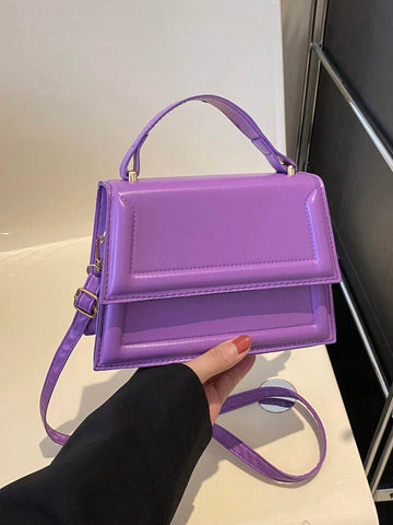 Fashionable Solid Color Flap Mini Handbag