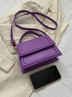 Fashionable Solid Color Flap Mini Handbag shein