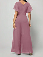 Clasi Women's Solid Color Wrap Tie Jumpsuit shein