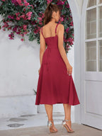 PARTHEA Backless Crisscross Lace Up Ruched Boning Corset Cami Dress Shein