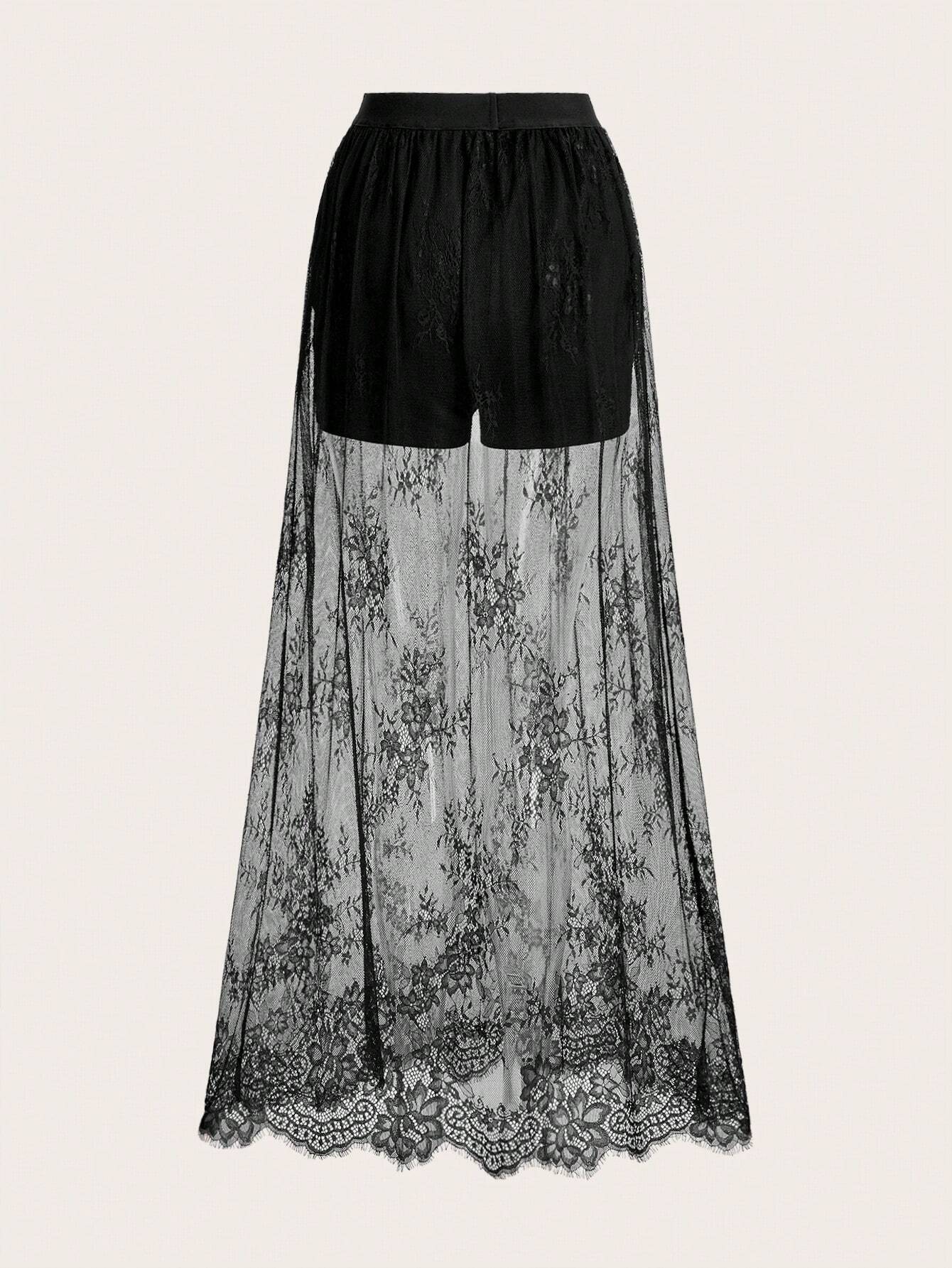Clasi Elastic Waist Lace Skirt Maxi Women Outfit
