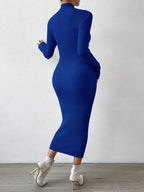 Raffinéa Mock Neck Ribbed Knit Sweater Dress shein