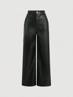 MOD Vintage Faux Leather Pants shein